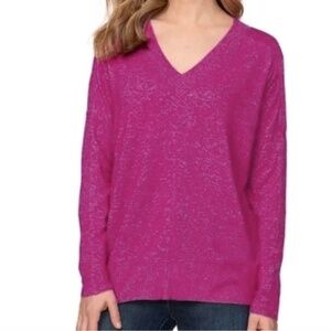 Buffalo David Button Ladies’ Super Soft Cozy V-Neck Long Sleeve, Pink Small NWT